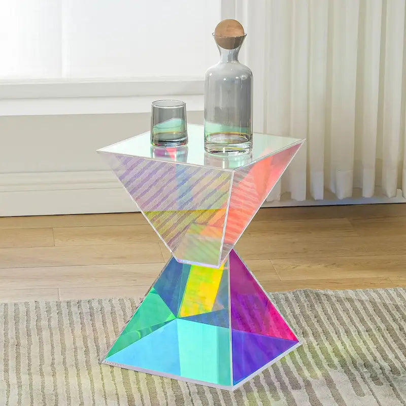 Modern Acrylic Accent End Table, Outdoor Side Tables - 18.11H x 12.6W x 12.6L