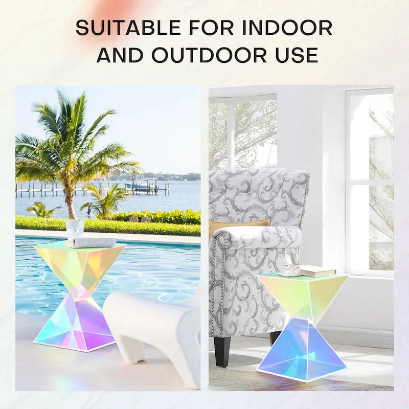 Modern Acrylic Accent End Table, Outdoor Side Tables - 18.11H x 12.6W x 12.6L