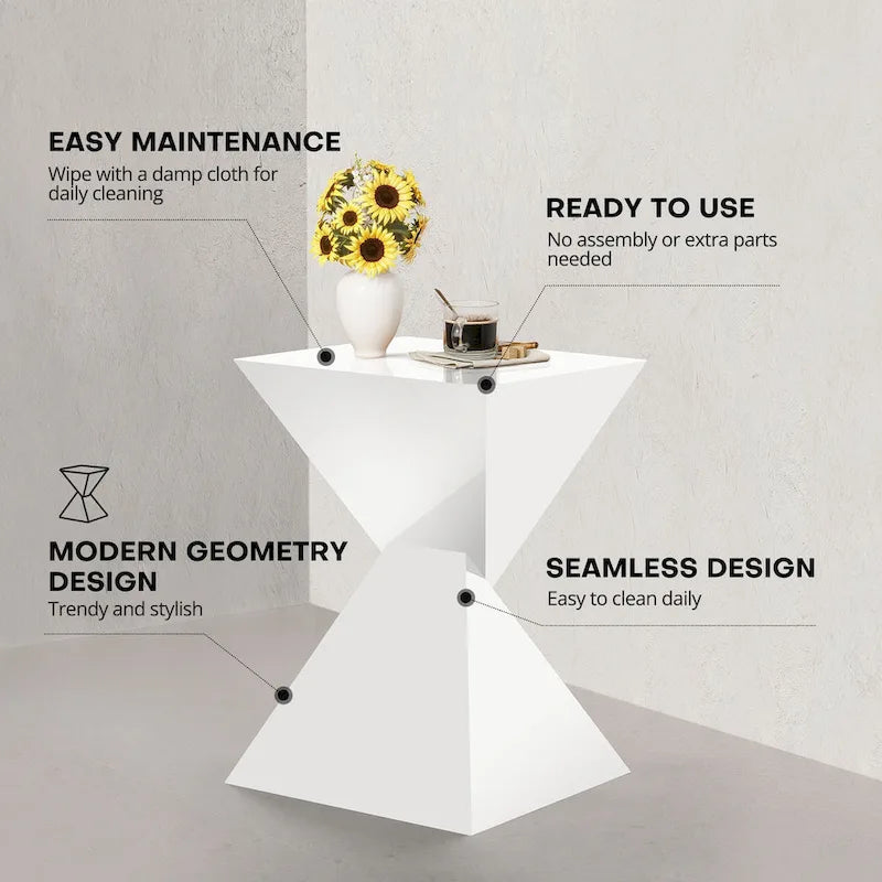 Modern Acrylic Accent End Table, Outdoor Side Tables - 18.11H x 12.6W x 12.6L