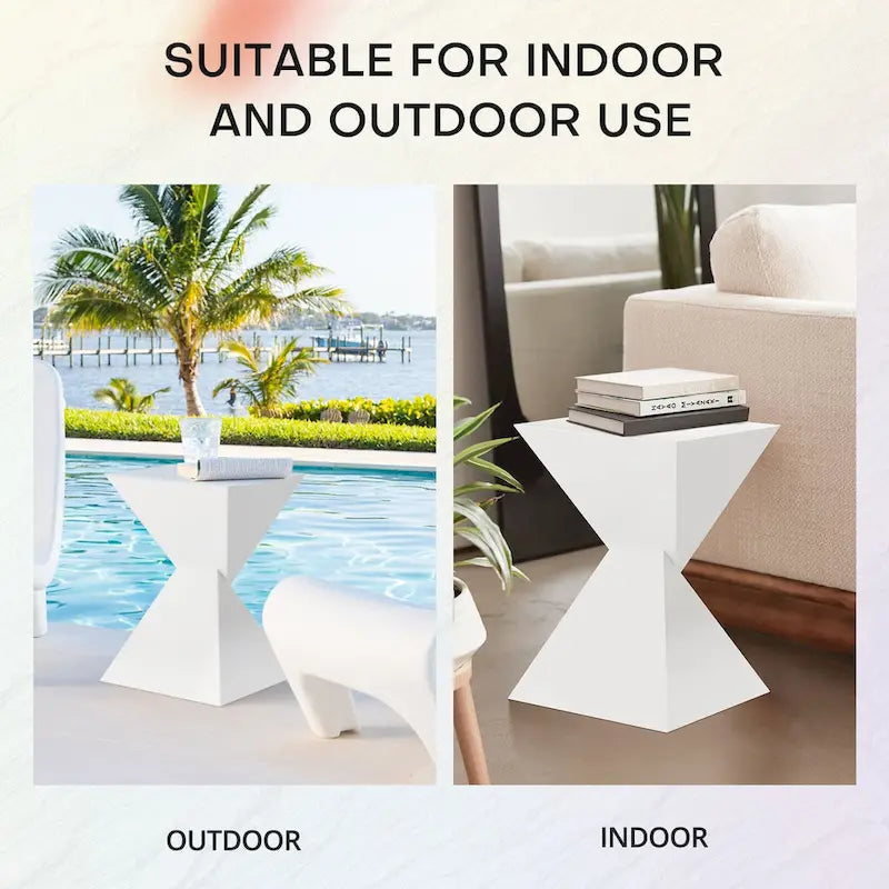 Modern Acrylic Accent End Table, Outdoor Side Tables - 18.11H x 12.6W x 12.6L