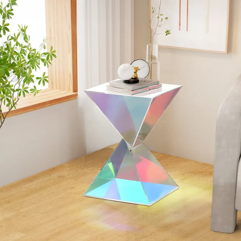Modern Acrylic Accent End Table, Outdoor Side Tables - 18.11H x 12.6W x 12.6L