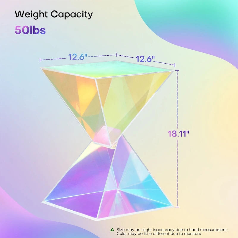 Modern Acrylic Accent End Table, Outdoor Side Tables - 18.11H x 12.6W x 12.6L