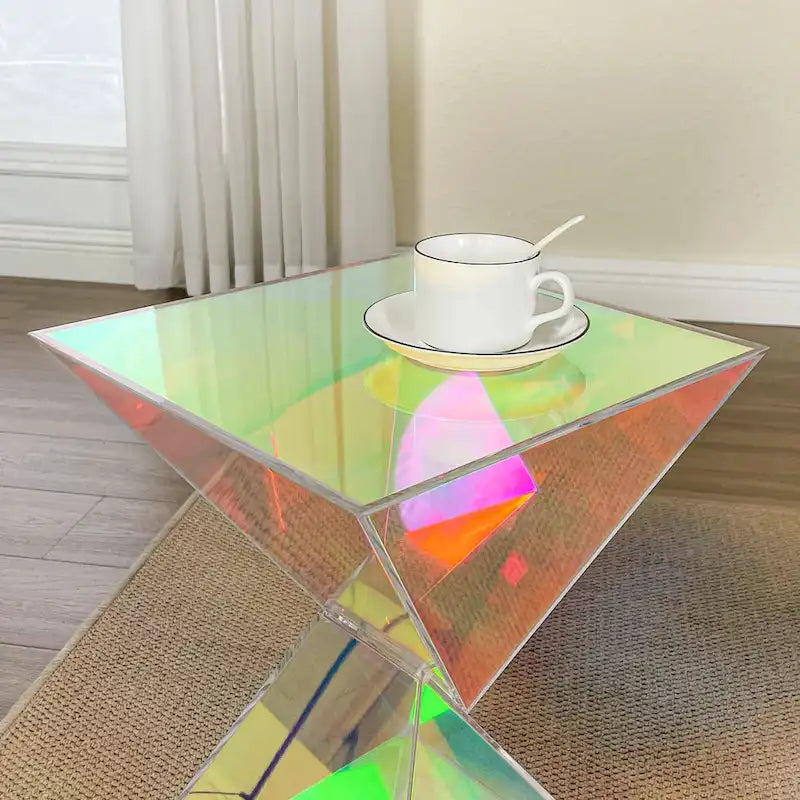 Modern Acrylic Accent End Table, Outdoor Side Tables - 18.11H x 12.6W x 12.6L