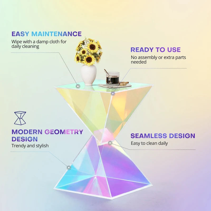 Modern Acrylic Accent End Table, Outdoor Side Tables - 18.11H x 12.6W x 12.6L