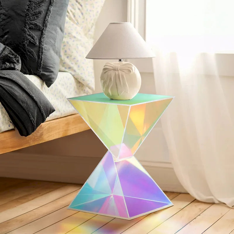 Modern Acrylic Accent End Table, Outdoor Side Tables - 18.11H x 12.6W x 12.6L