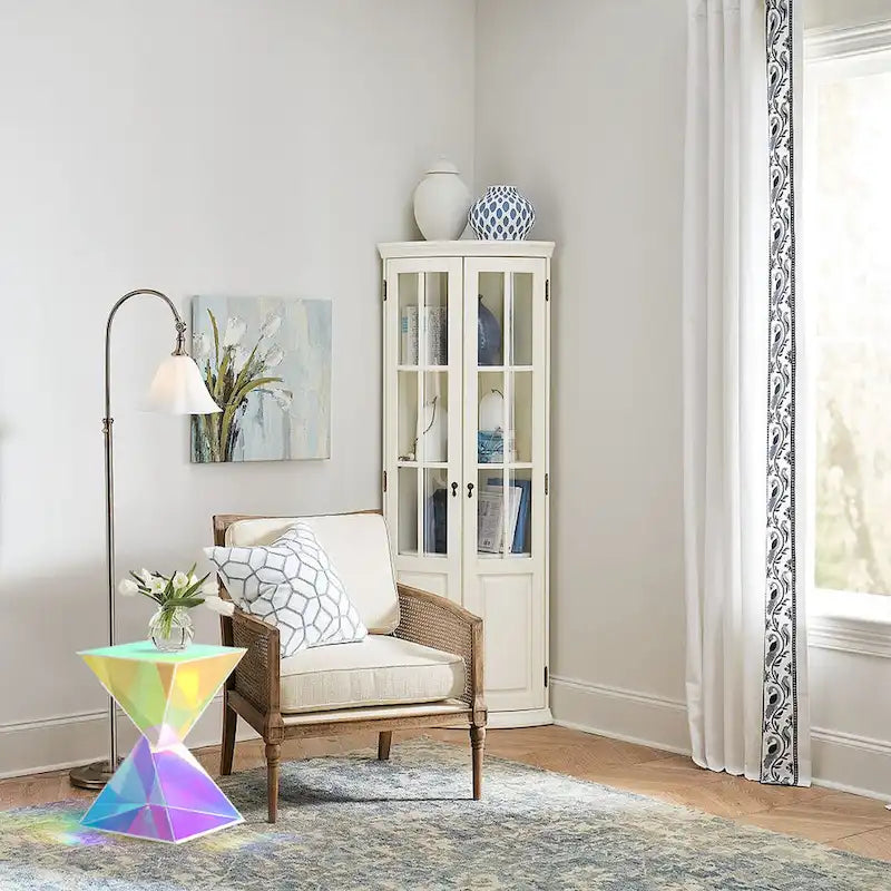 Modern Acrylic Accent End Table, Outdoor Side Tables - 18.11H x 12.6W x 12.6L