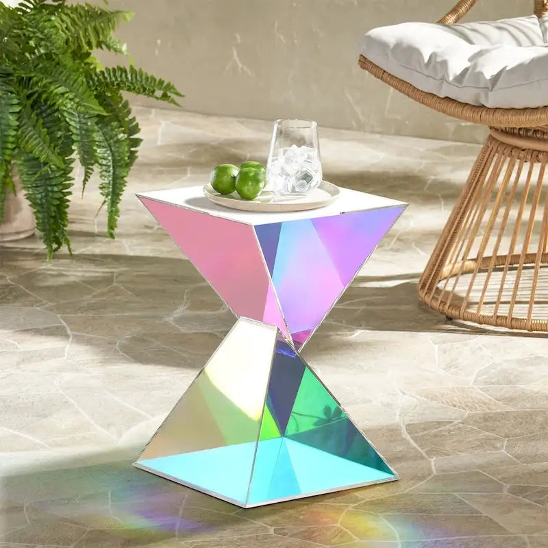 Modern Acrylic Accent End Table, Outdoor Side Tables - 18.11H x 12.6W x 12.6L