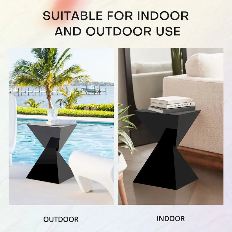 Modern Acrylic Accent End Table, Outdoor Side Tables - 18.11H x 12.6W x 12.6L