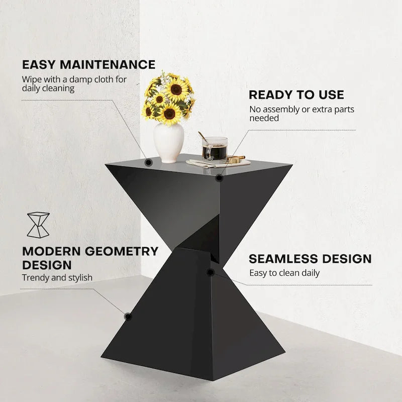 Modern Acrylic Accent End Table, Outdoor Side Tables - 18.11H x 12.6W x 12.6L
