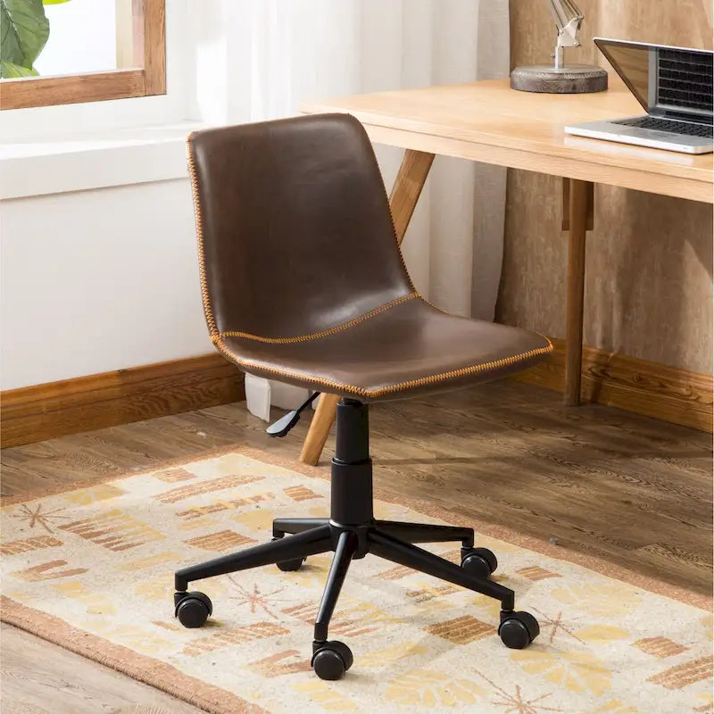 Faux Leather 360 Swivel Air Lift Office Chair, Antique Brown