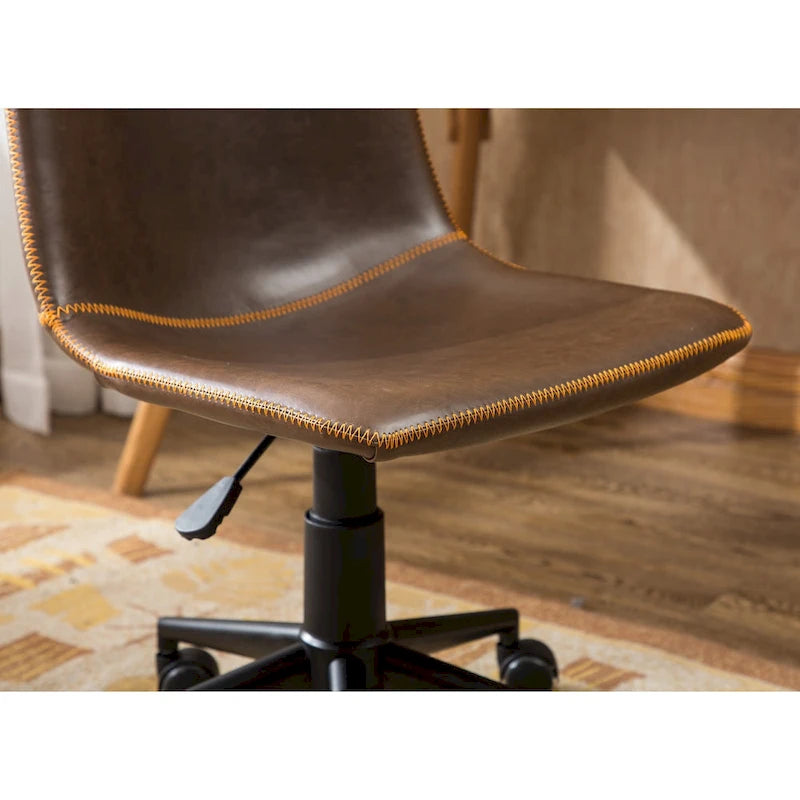Faux Leather 360 Swivel Air Lift Office Chair, Antique Brown