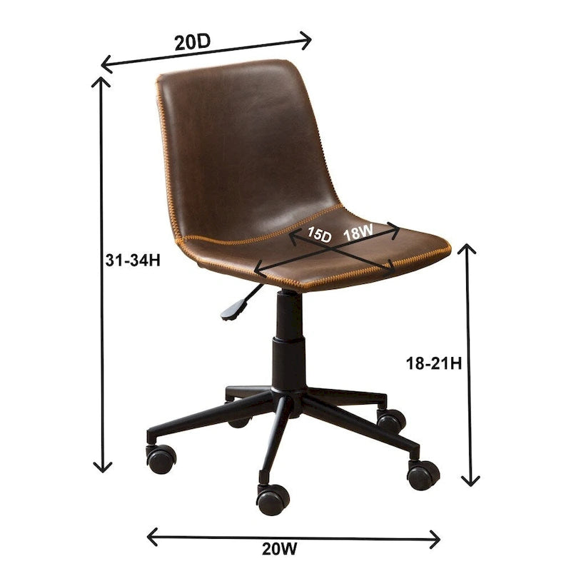 Faux Leather 360 Swivel Air Lift Office Chair, Antique Brown
