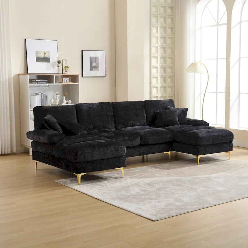 UNITED Modern Large chenille Fabric U-Shape Sectional Sofa