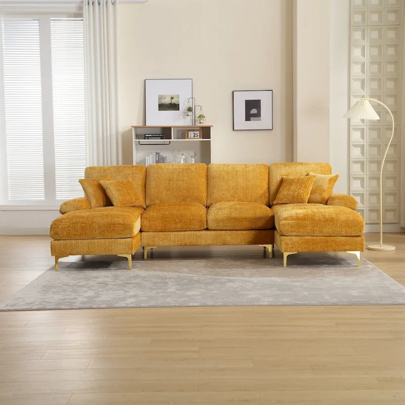 UNITED Modern Large chenille Fabric U-Shape Sectional Sofa