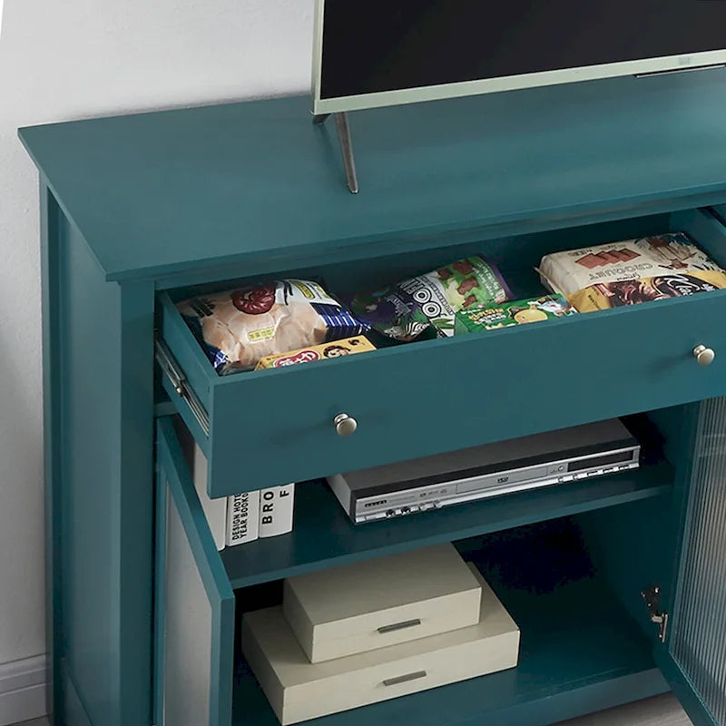 TV Console, Storage Buffet Cabinet, Sideboard with Glass Door and Adjustable Shelves