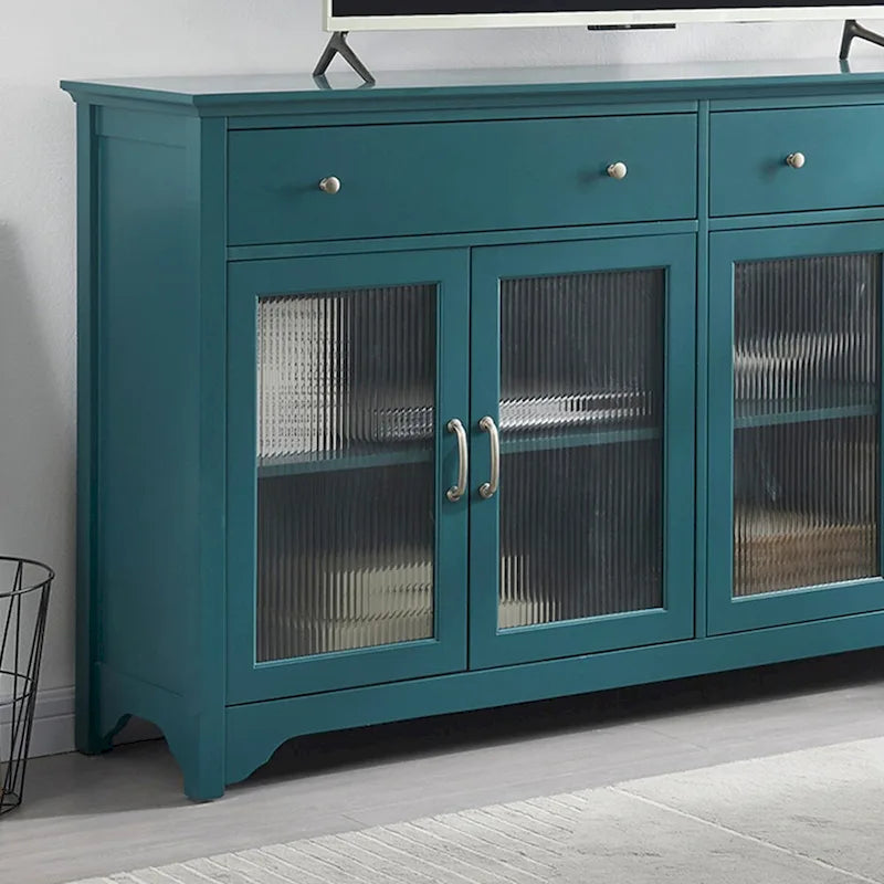 TV Console, Storage Buffet Cabinet, Sideboard with Glass Door and Adjustable Shelves
