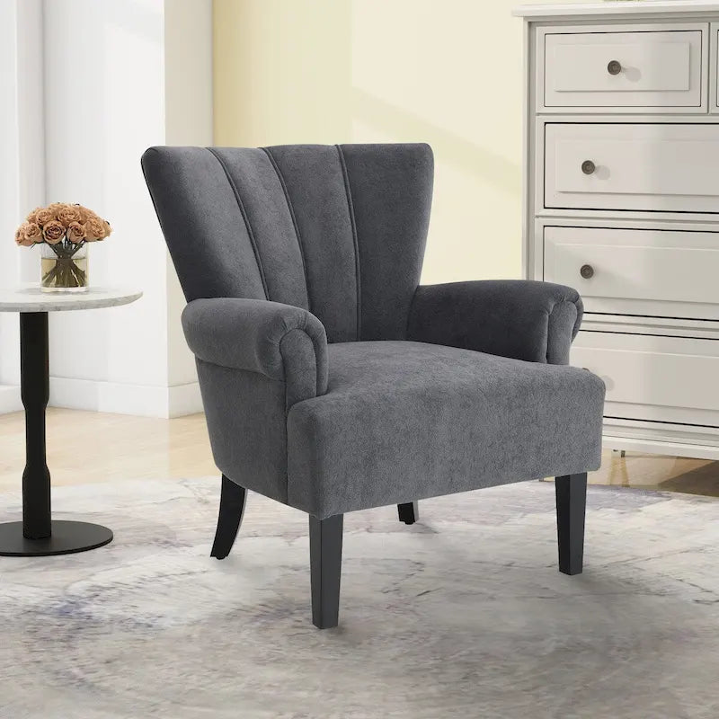 Upholstered Accent Chairs, Armchair Club Chair With Wooden Leg For Living room, Bedroom Reading Room