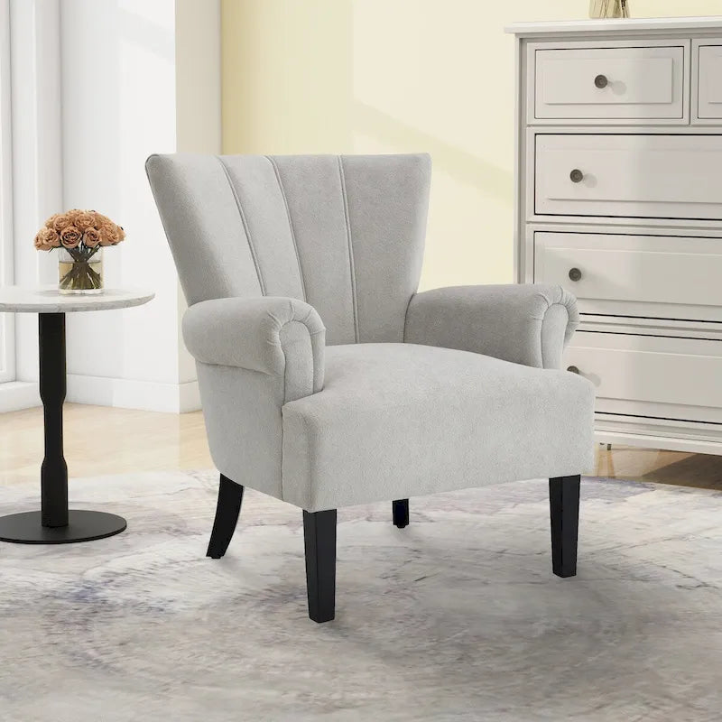 Upholstered Accent Chairs, Armchair Club Chair With Wooden Leg For Living room, Bedroom Reading Room