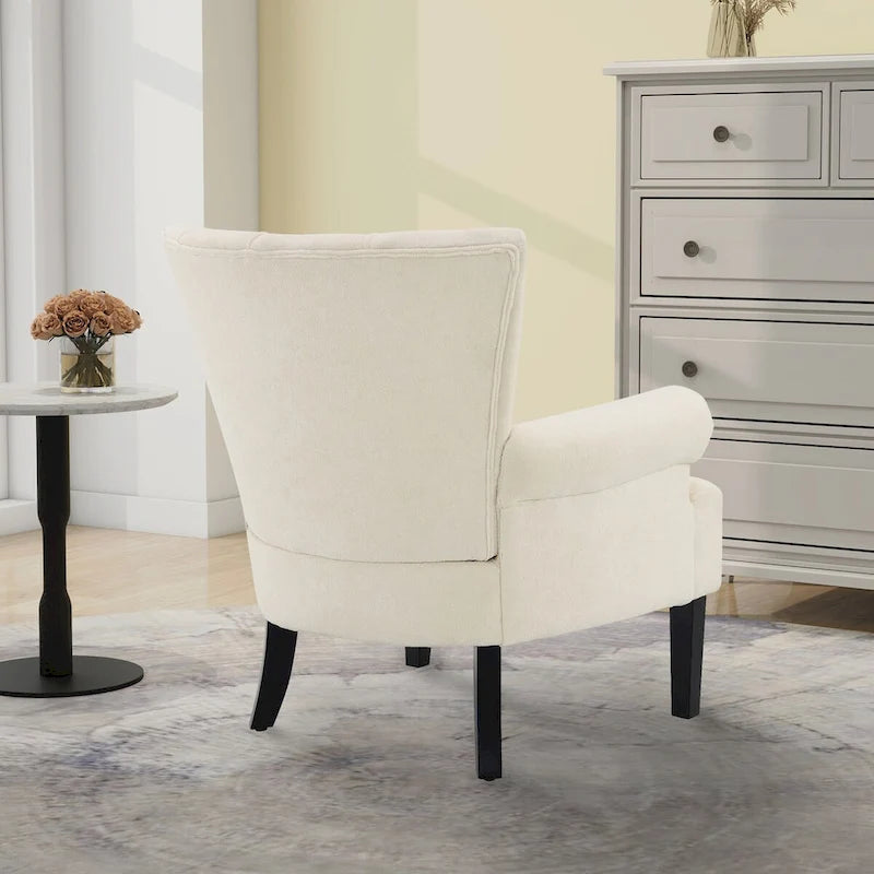 Upholstered Accent Chairs, Armchair Club Chair With Wooden Leg For Living room, Bedroom Reading Room