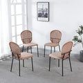 Set of 4 Upholstered Sennit Dining Chairs with Metal Legs