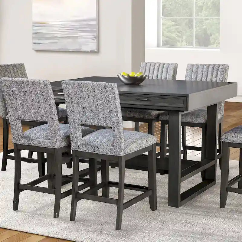 Furniture of America Isolde Black 60-inch Solid Wood Counter Height Dining Table with Drawers