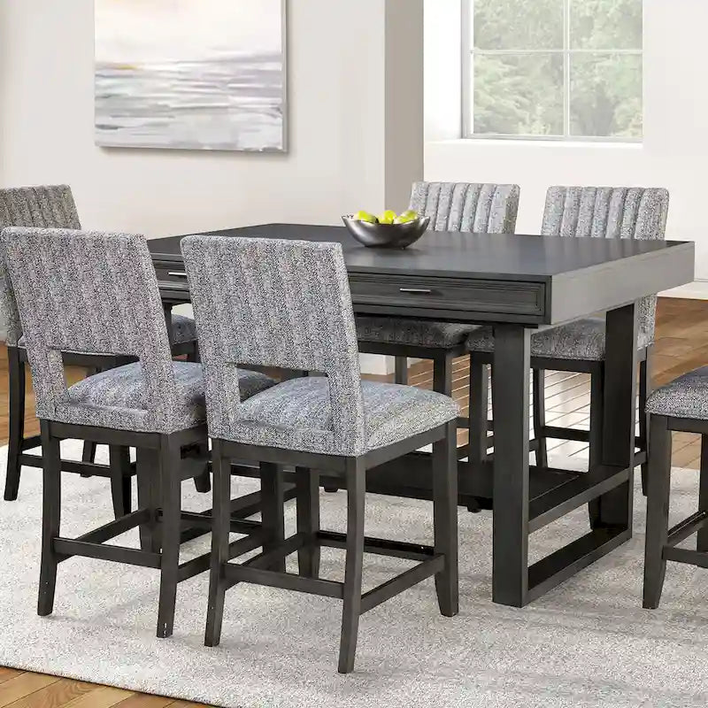 Furniture of America Isolde Black 60-inch Solid Wood Counter Height Dining Table with Drawers