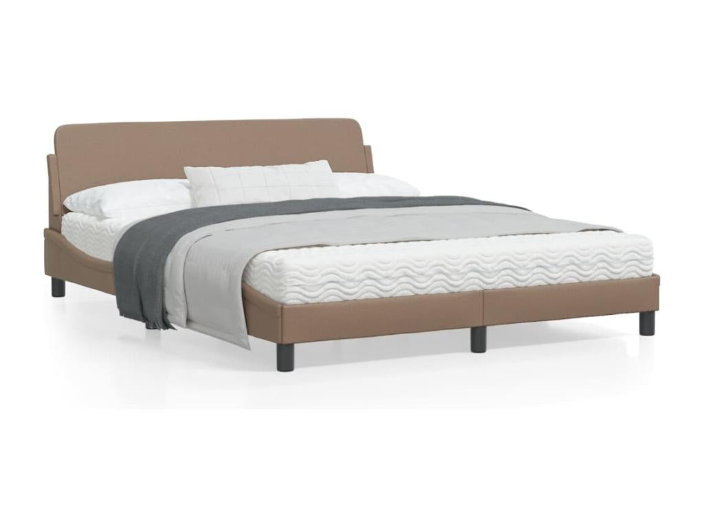 Brown Faux Leather Bed Frame, 160 x 200 cm