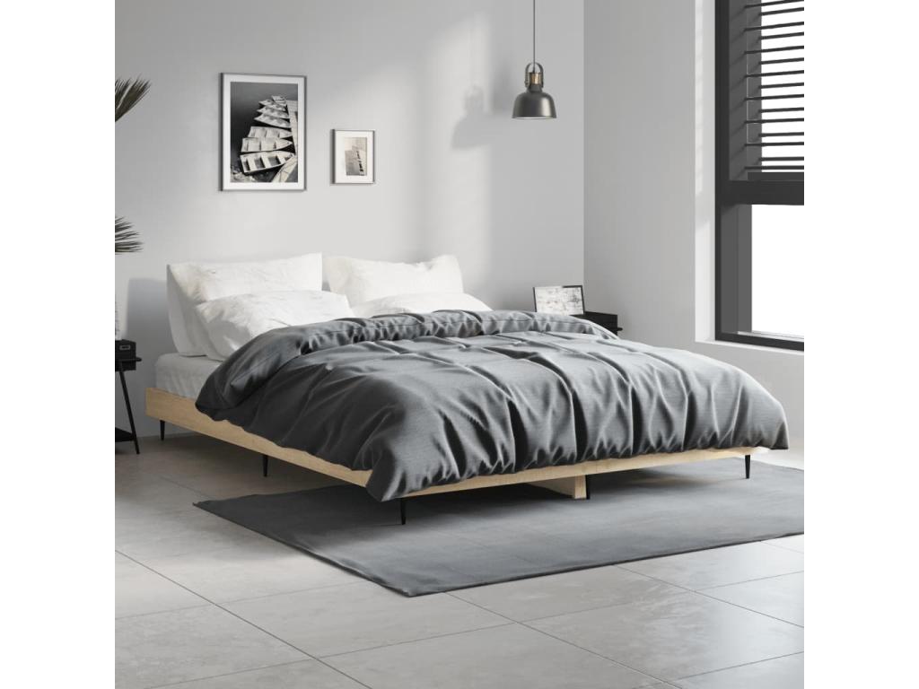 Natural Engineered Wood Bed Frame, 135 x 190 cm