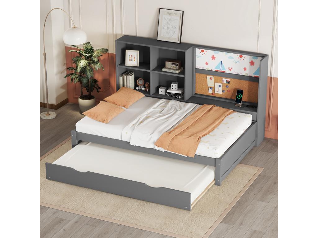 Gray Bed, 90 x 200 cm