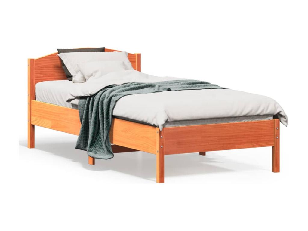 Brown Pine Wood Bed Frame, 75 x 190 cm