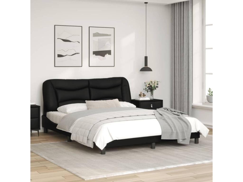 Black Faux Leather Bed Frame, 160 x 200 cm