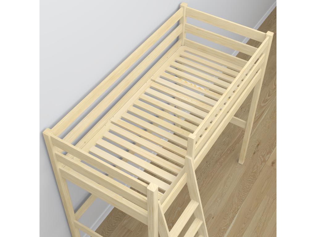 Yellow Pine Wood Bed, 90 x 200 cm