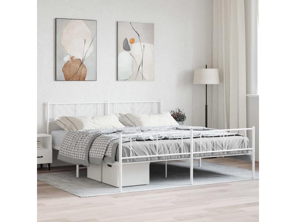 White Metal Bed Frame, 180 x 200 cm