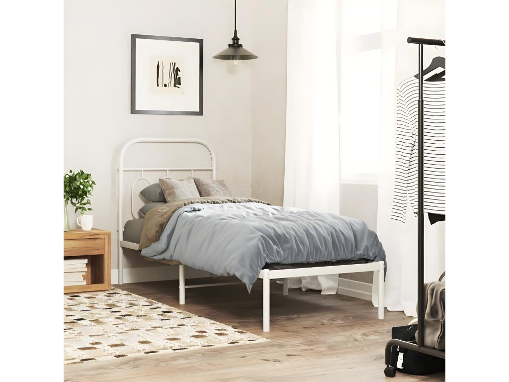 White Metal Bed Frame, 75 x 190 cm