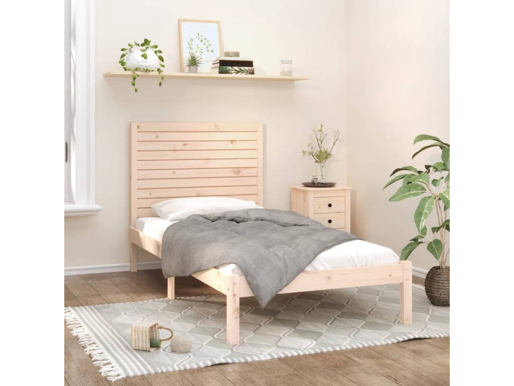 Brown Solid Wood Bed Frame, 100 x 200 cm