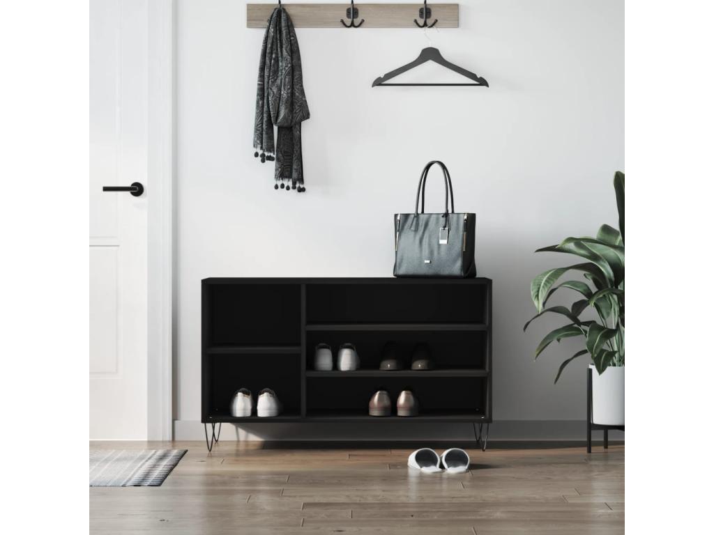 Black Engineered Wood Wardrobe, 102 x 36 x 60 cm