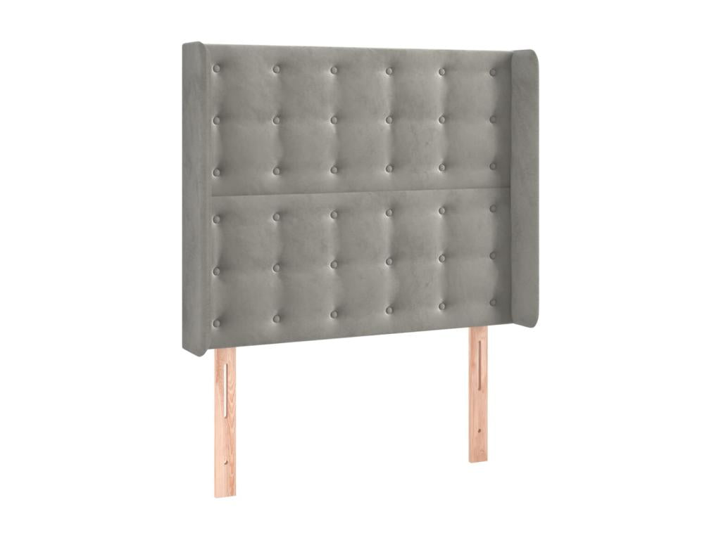 Gray Velvet Bed, 83 x 16 x 118 cm