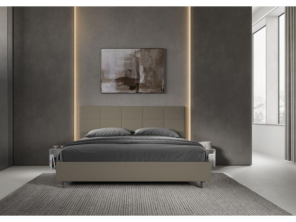 Brown Faux Leather Bed, 200 x 200 cm