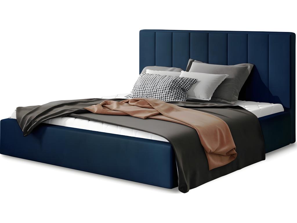 Blue Velvet Bed, 200 x 200 cm