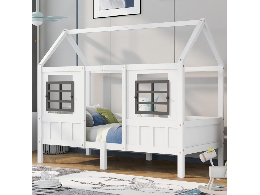 White Pine Wood Bed, 90 x 200 cm