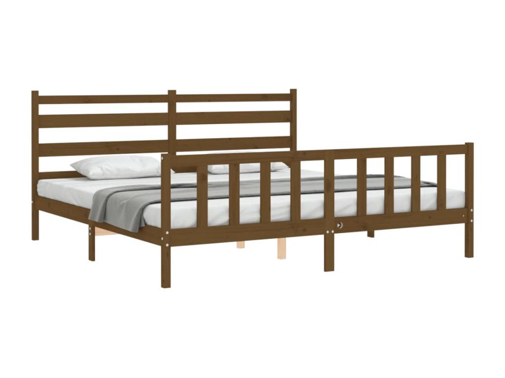 Brown Solid Wood Bed Frame, 200 x 200 cm - dlz1766580957044