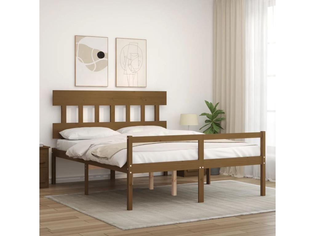 Brown Solid Wood Bed Frame