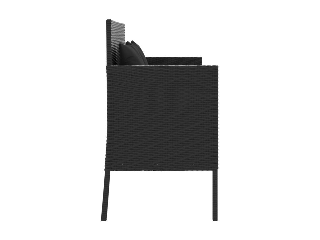 Black Woven Resin Wicker Bench