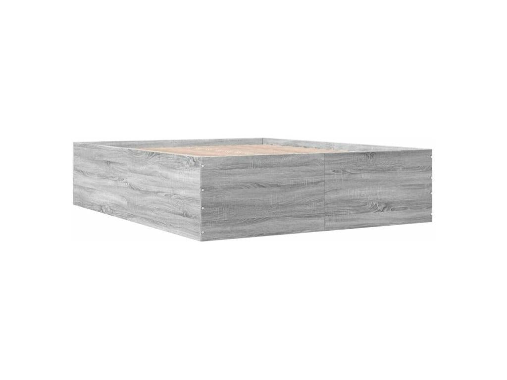 Gray Engineered Wood Bed Frame, 160 x 200 cm