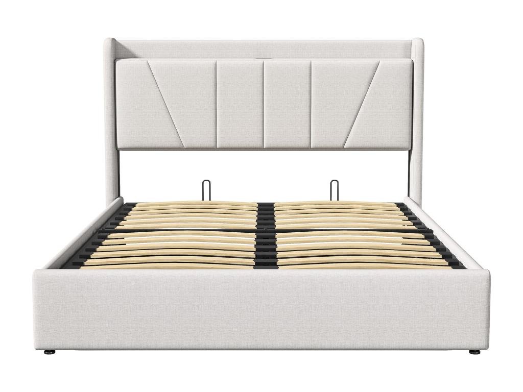 Beige Fabric Bed, 160 x 200 cm