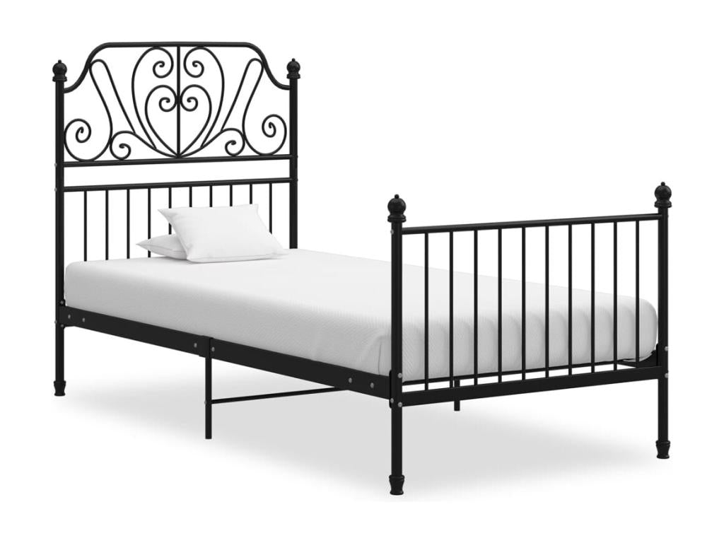 Black Metal Bed Frame, 100 x 200 cm