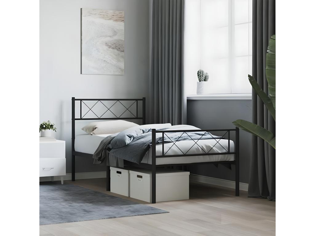 Black Metal Bed Frame, 75 x 190 cm