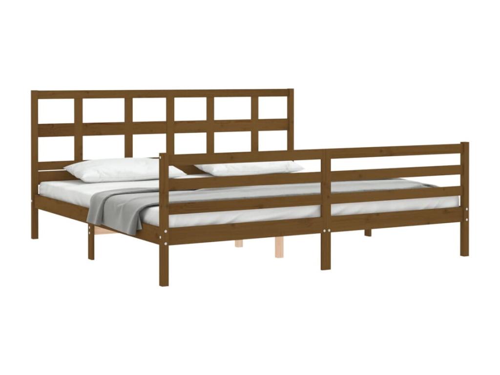 Brown Solid Wood Bed Frame, 200 x 200 cm