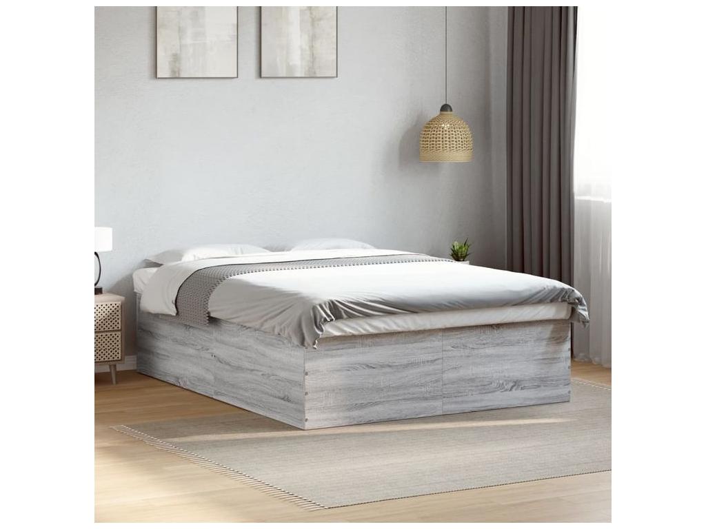 Gray Engineered Wood Bed Frame, 160 x 200 cm