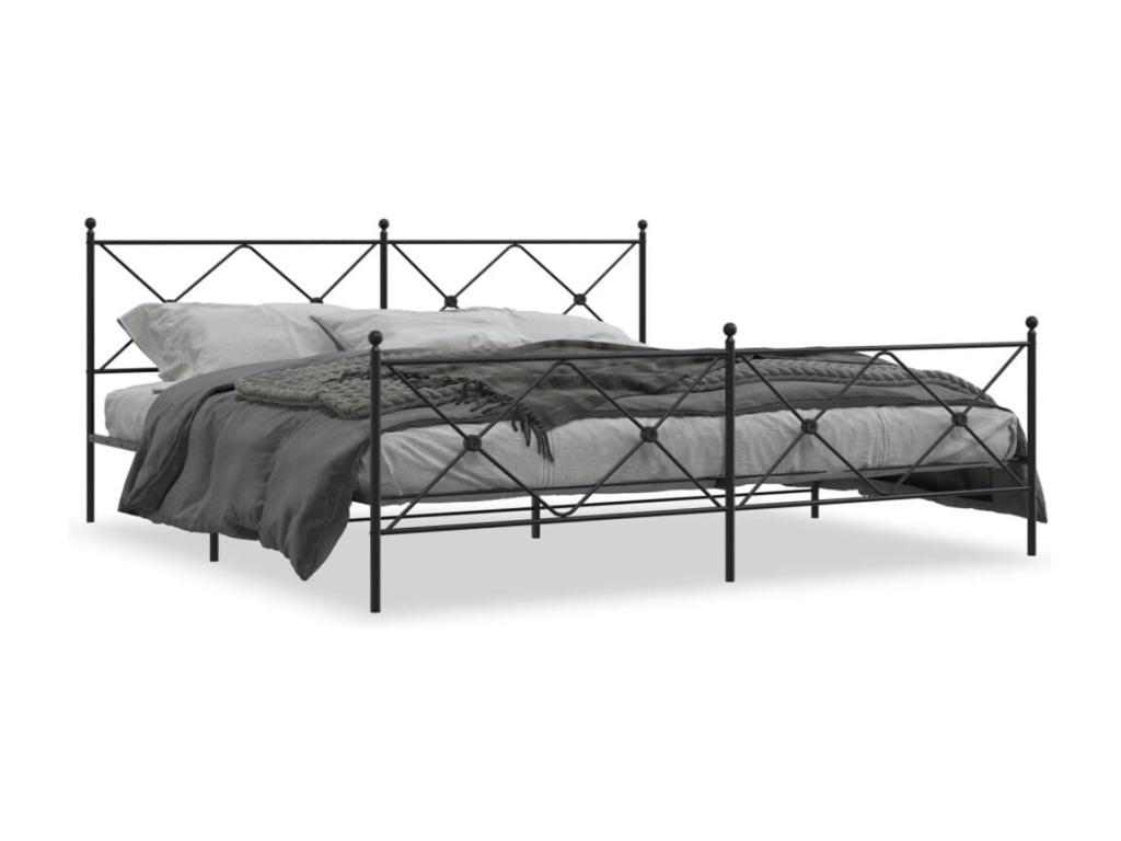 Black Metal Bed Frame, 200 x 200 cm